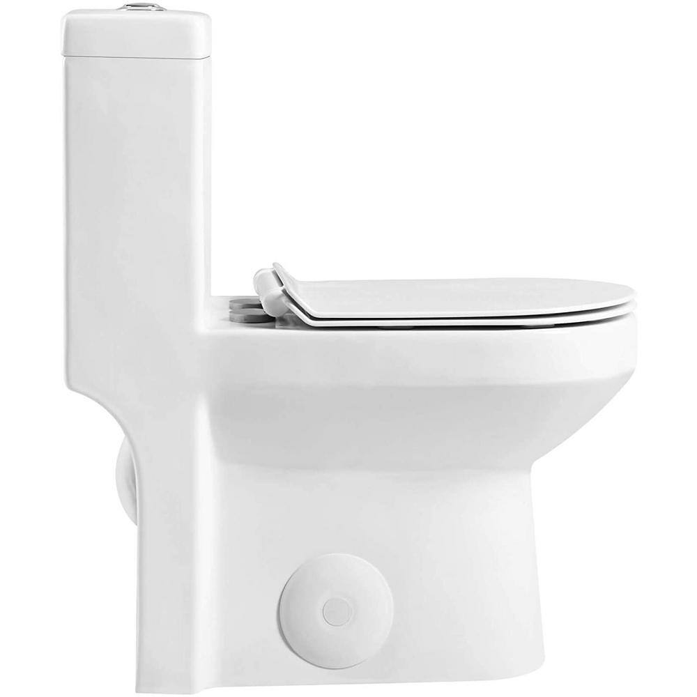 FINE FIXTURES Jawbone 10 in. Rough-In 1-piece 1.08 GPF 1.58 GPF Dual Flush Round Toilet in White Seat Included MOTB10W