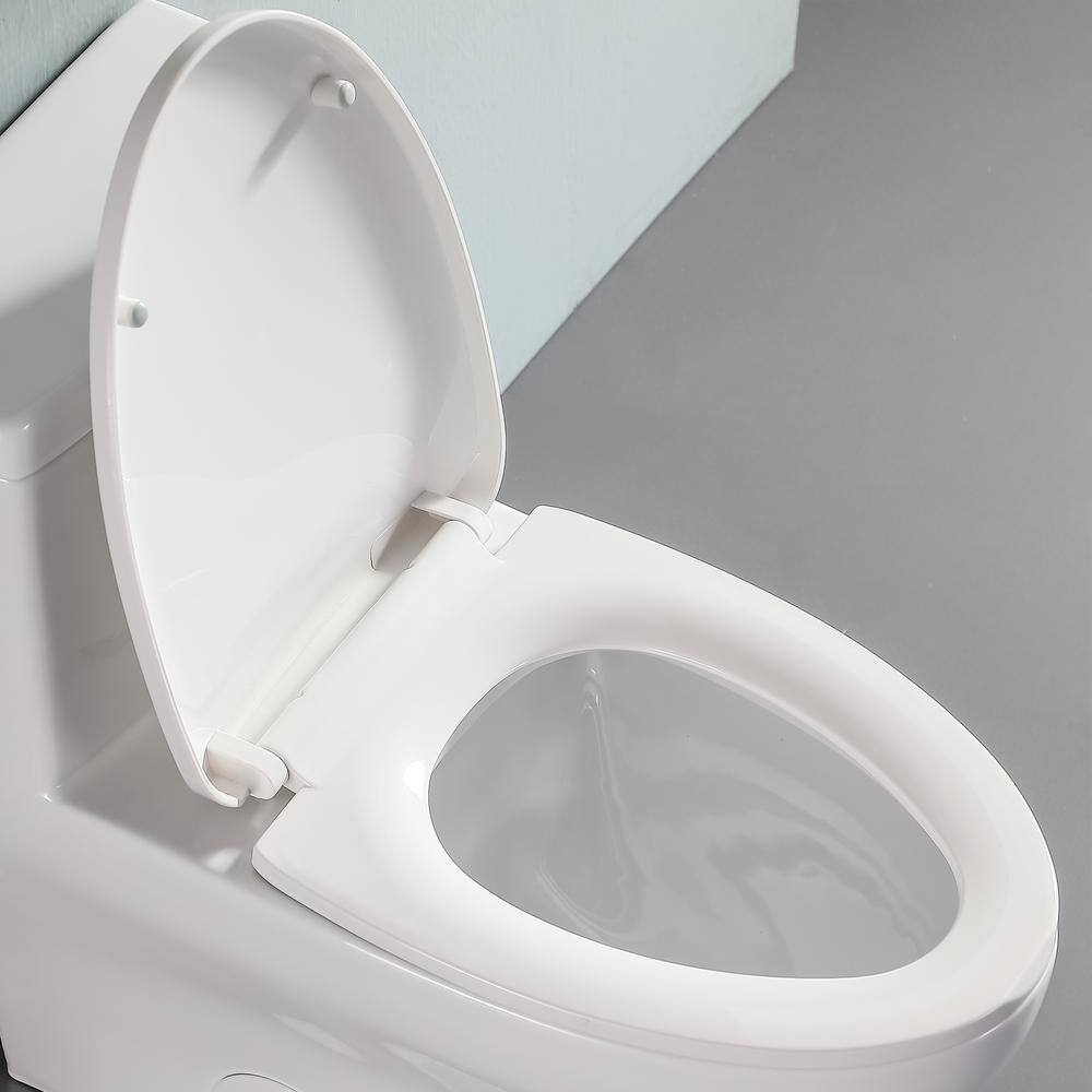 12 in. Rough-In 1-piece 1.281.1 GPF Single Flush Elongated Toilet in White Soft-Close Seat Included AL76MTPB