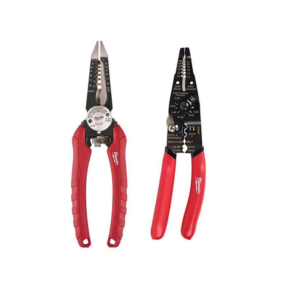 MW 2-Piece 7.75 in. Combination Electricians 6-in-1 Wire Strippers Pliers with Multi-Purpose Pliers 48-22-3079-48-22-6579