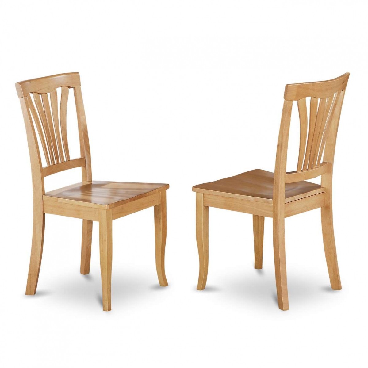 East West Furniture Avon Dining Chair with Wood Seat - Oak Finish - Set of 2