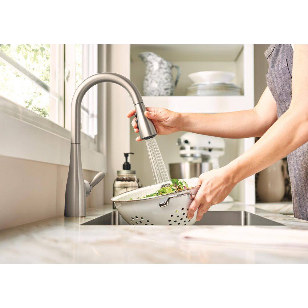 MOEN Arbor Single-Handle Pull-Down Sprayer Kitchen Faucet with Power Boost in Spot Resist Stainless 7594SRS