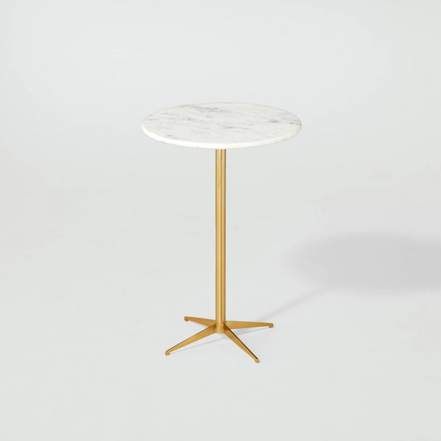 Marble Top Accent Side Table Brass white With Magnolia