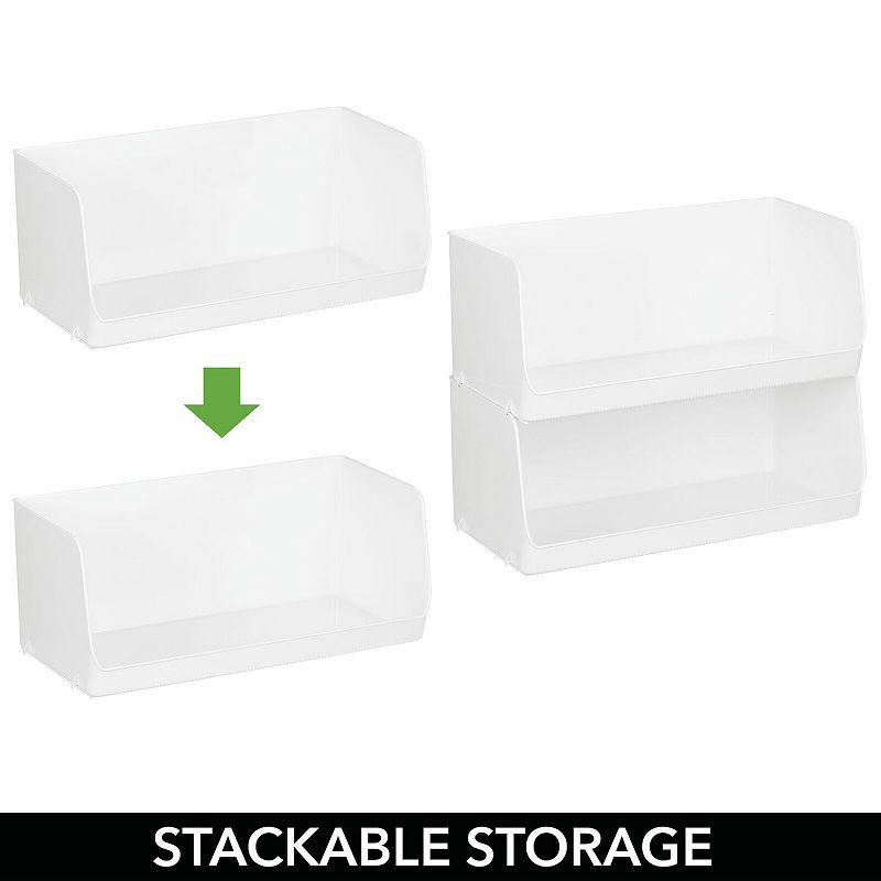 mDesign 15 x 7.75 x 6.25 Stackable Plastic Food Storage Bin， Open Front， 2 Pack