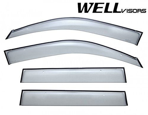 WellVisors Replacement for 2010-Present Lexus GX460 Clip-ON Chrome Trim Smoke Tinted Side Rain Guard Window Visors Deflectors 3-847LX015