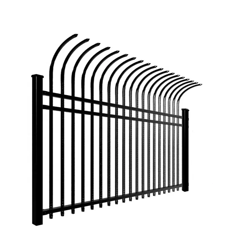 Factory Supply Easy Assembled  Cheap Metal galvanized black power coated steel fence Wrought Iron Fence Panel