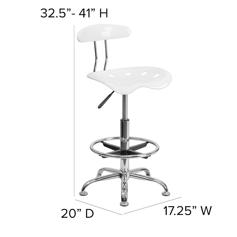 Flash Furniture Bradley White Tractor Seat Drafting Stool