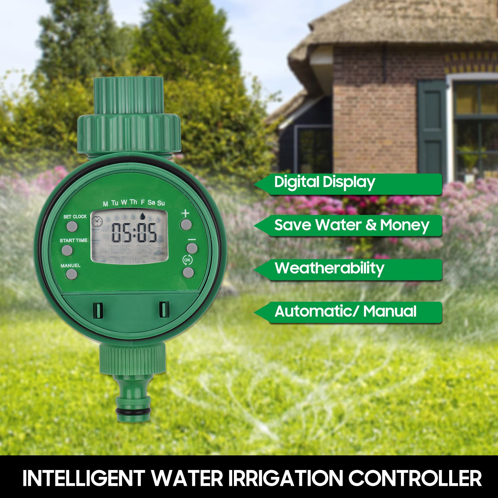 KKmoon Digital Automatic Watering Timer Programmed Garden Irrigation Timer Battery Operated Intelligent Water Irrigation Controller for Lawn Farmland Courtyard Greenhouse