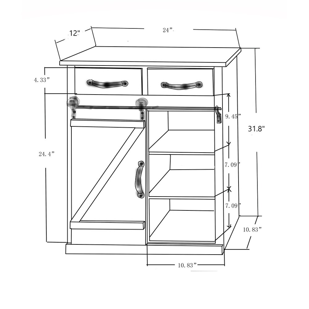 Brown Rustic Sliding Barn Door Storage Cabinet   31.8\