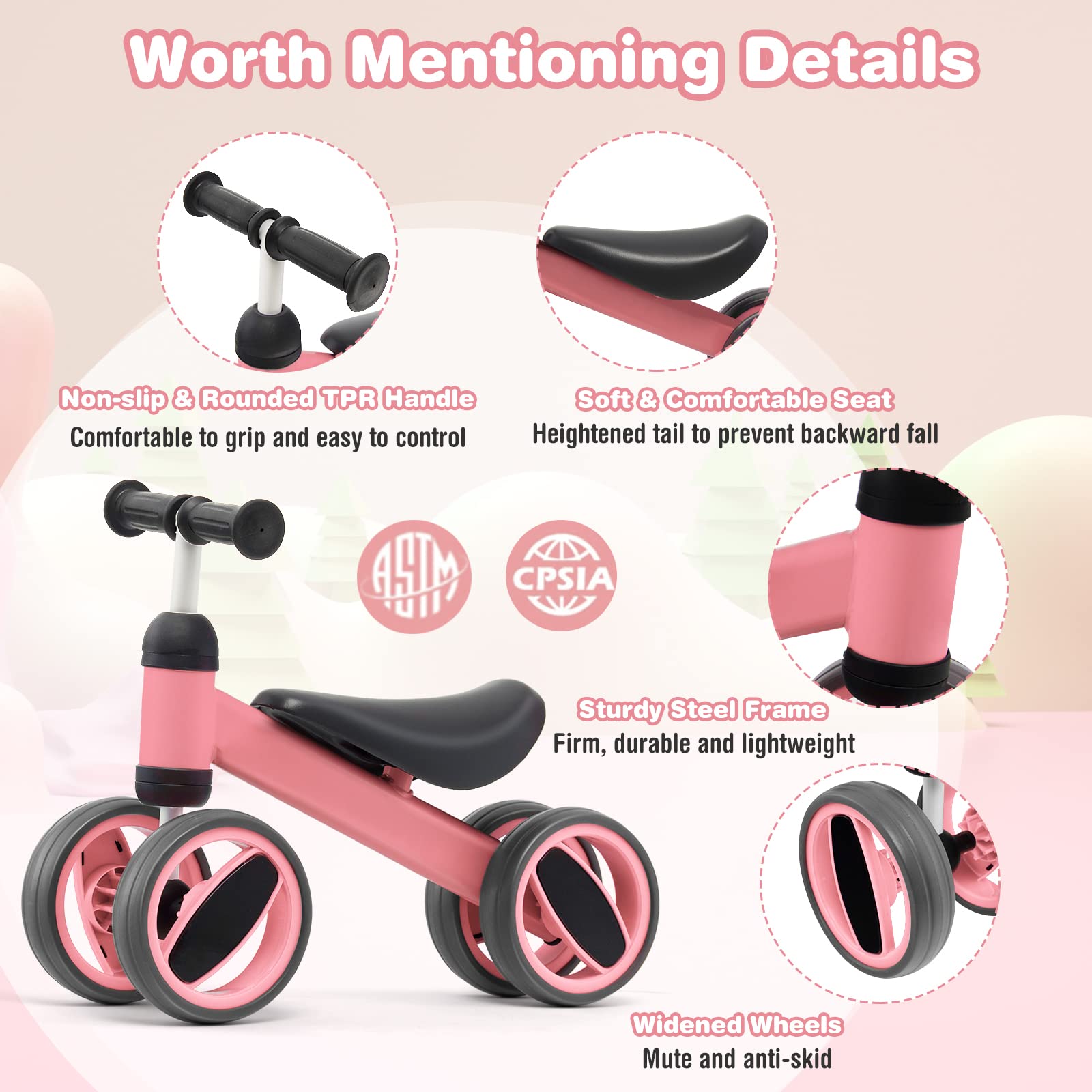 Costzon Baby Balance Bike for 1-2 Year Old Boys Girls, 12-24 Month Toddler Balance Bike