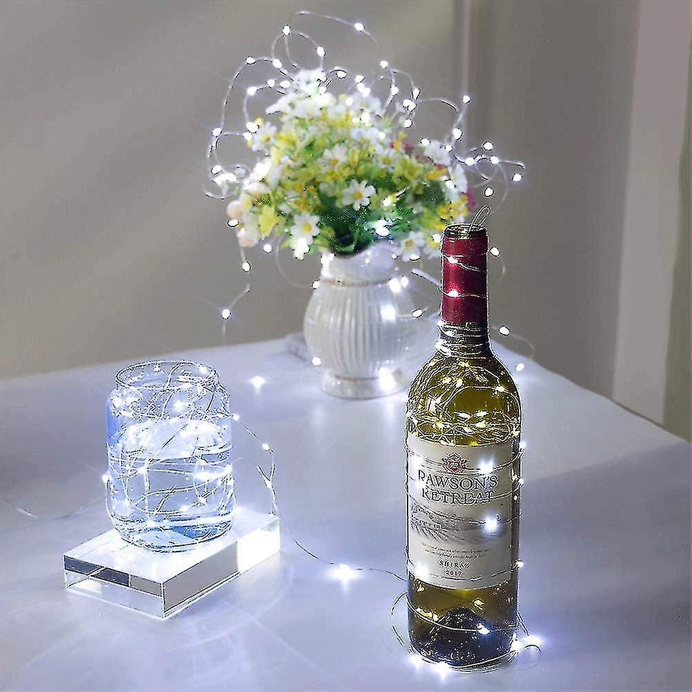 Battery Operated Mini String Lights (included)， Ip65 Waterproof， Cool White， 2m Silver Wire 20 Leds， Mini Led String Lights， Christmas Table Wedding P