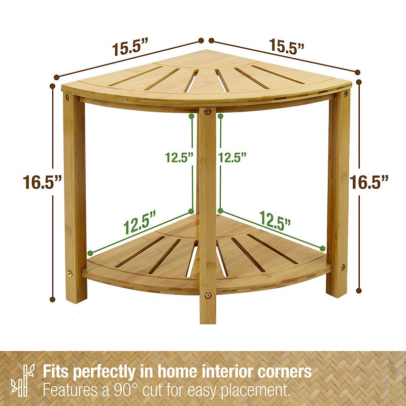 Sorbus Bamboo Corner Shower Bench or Side Table