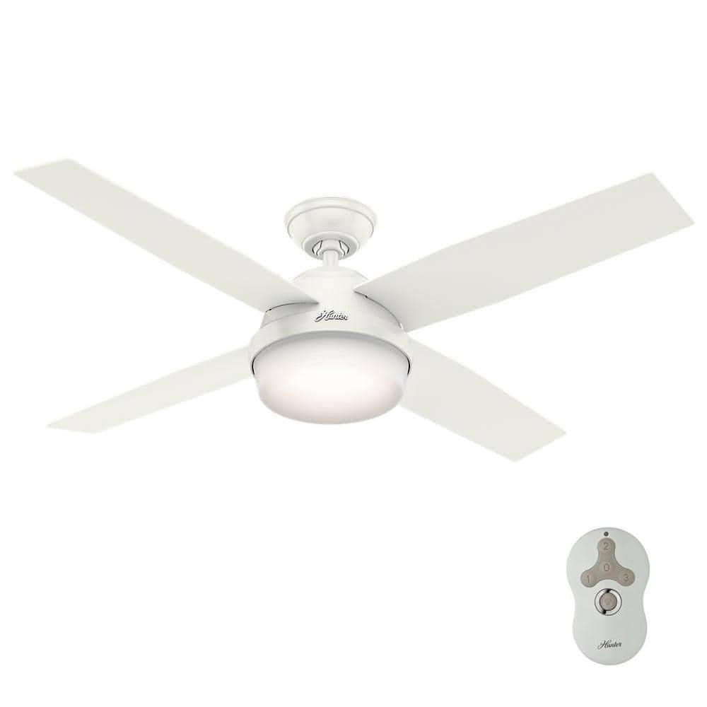 Hunter Dempsey 52 in LED IndoorOutdoor Fresh White Ceiling Fan with Light Kit and Remote