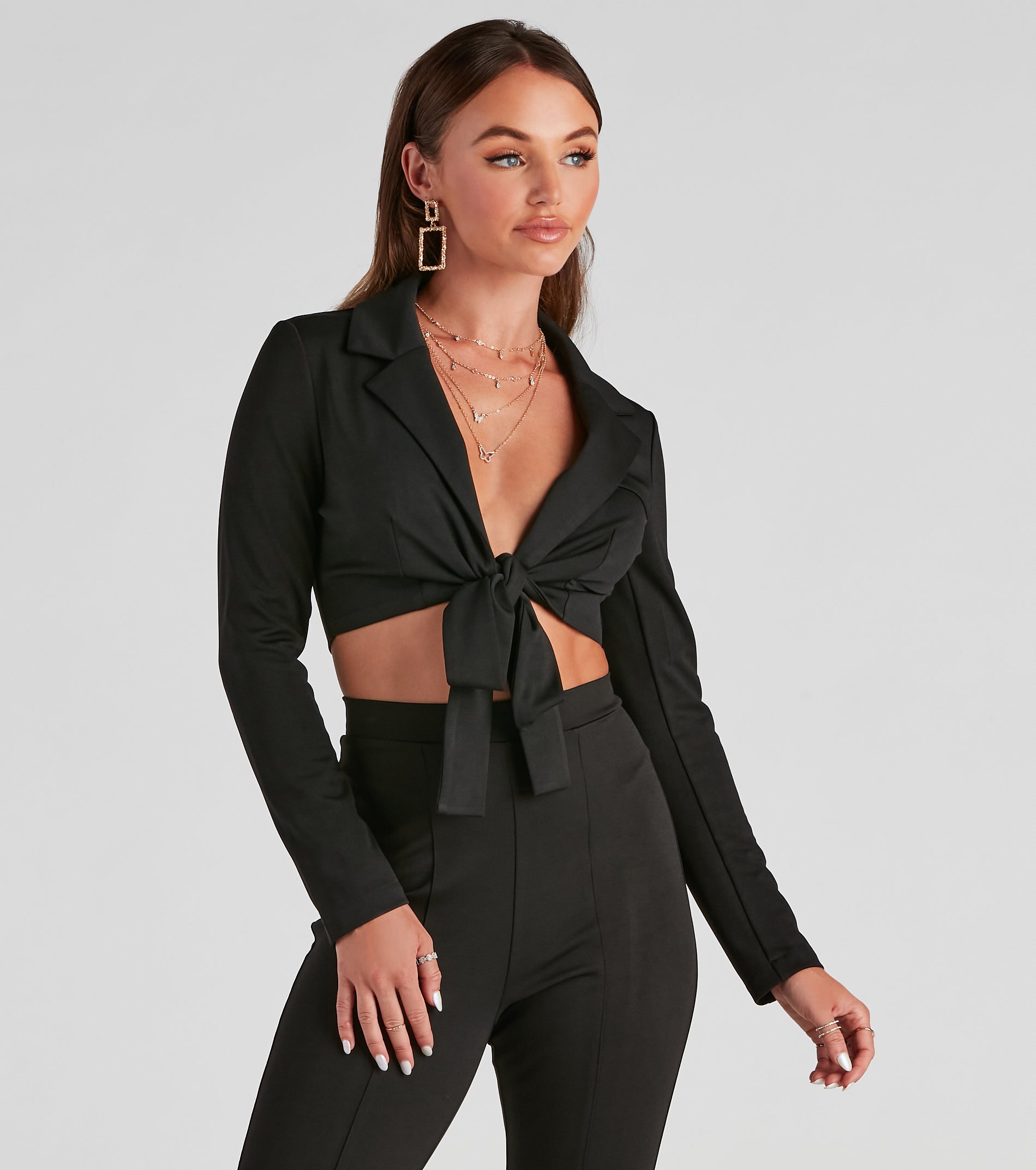 Down To Business Tie-Front Blazer