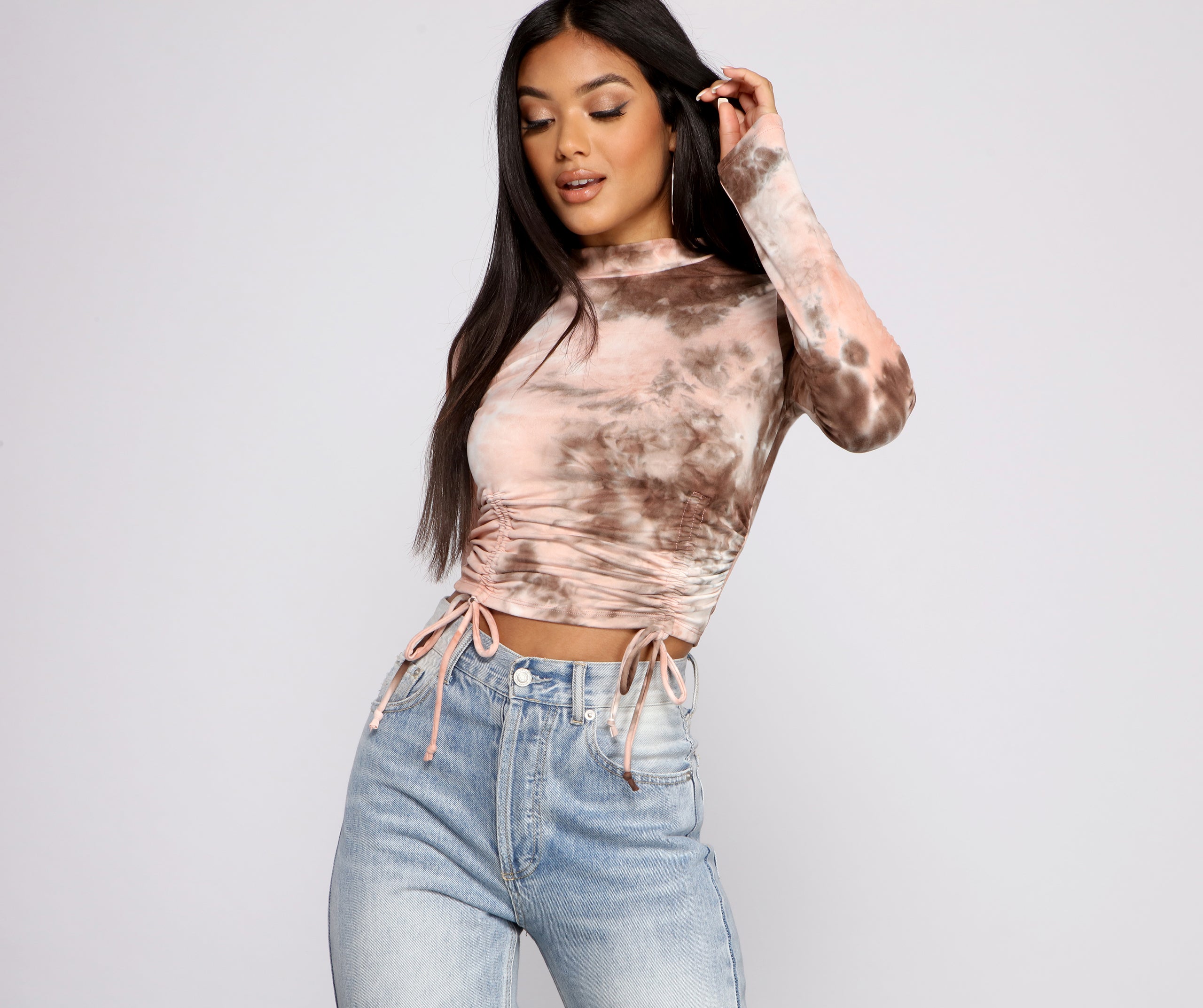 So Retro Ruched Tie Dye Crop Top