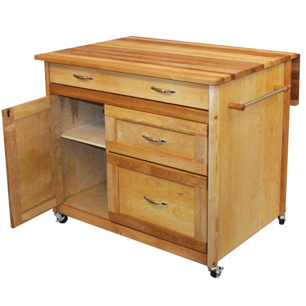 Catskill Craftsmen 38 in. wide Butcher Block Kitchen Island with Deep Drawers 15218