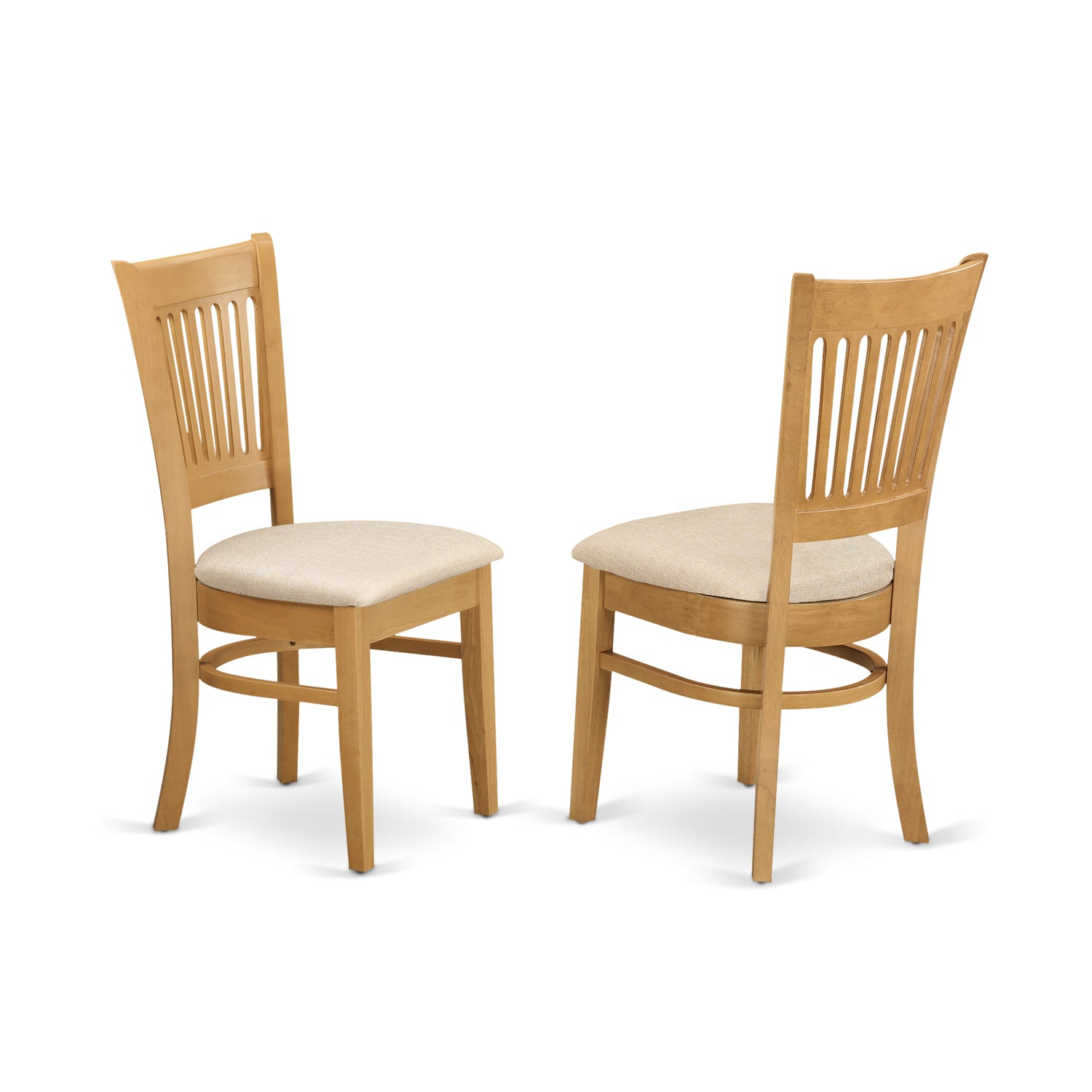 East West Furniture Vancouver Wood Seat Kitchen dining Chairs in Oak Finish， Microfiber Seat