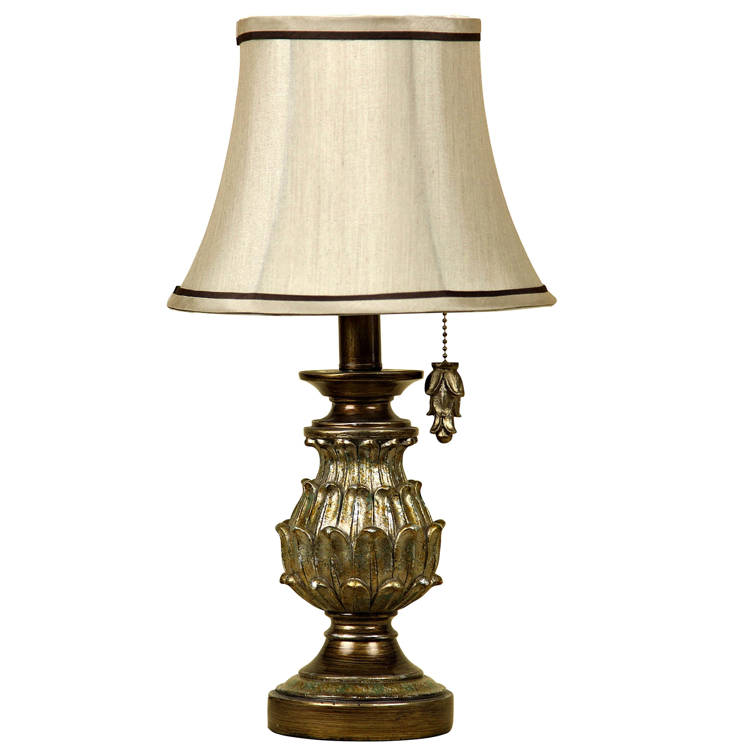 Salerno Table Lamp - Antique Gold Finish - Cream Fabric Shade