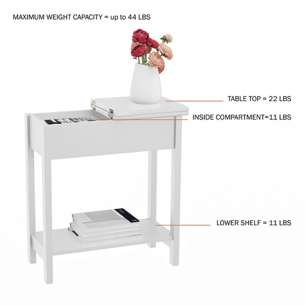 Lavish Home Set of 2 Flip Top Console Tables， White