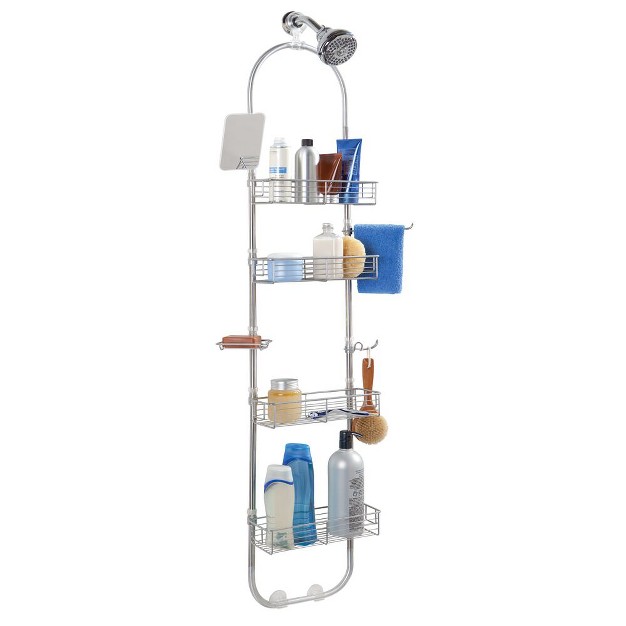 Mdesign Metal Bathroom Shower Caddy Station Brushed Stainless Steel