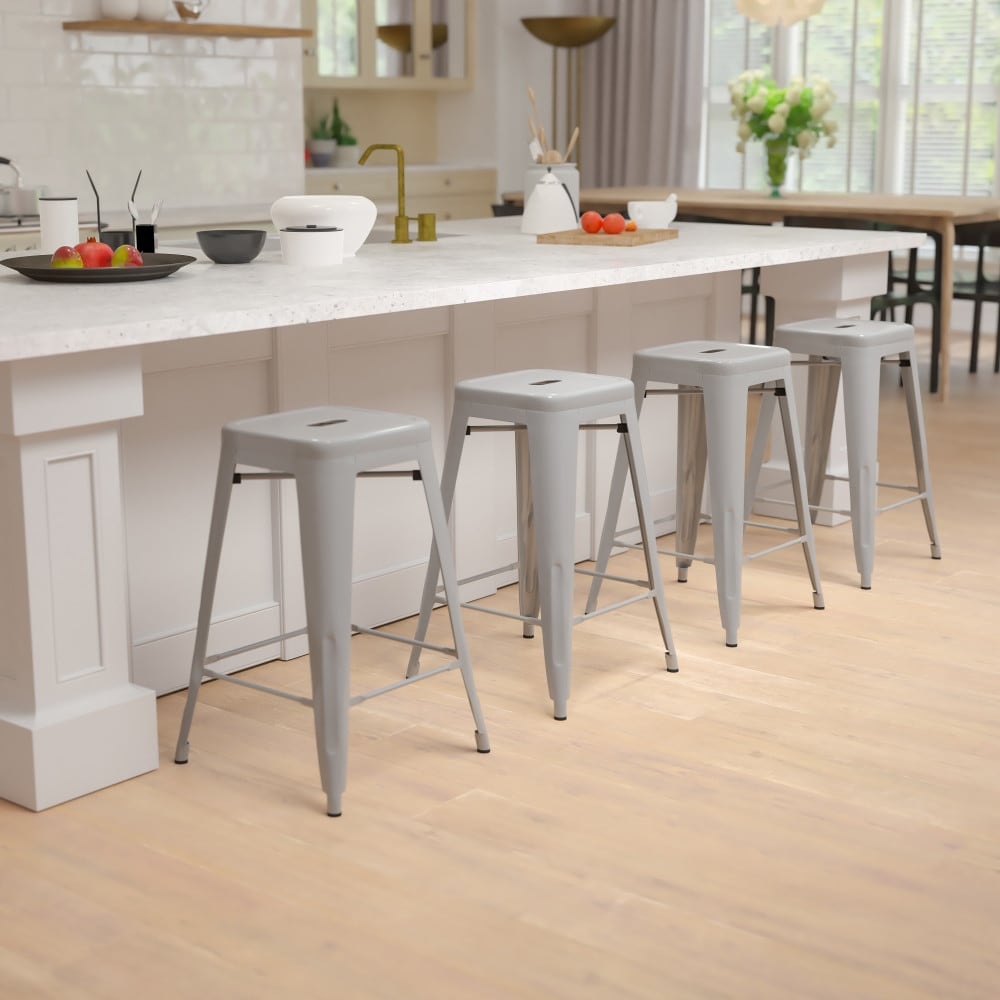 Weather Backless Commercial Bar Stool with Poly Resin Seat