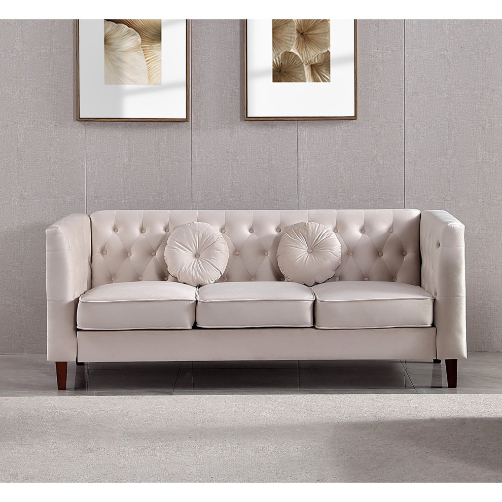 Elegant Sofa  Chesterfield Inspired  Velvet Seat  ampButton Tufted Back   Transitional   Sofas   by Decorn  Houzz