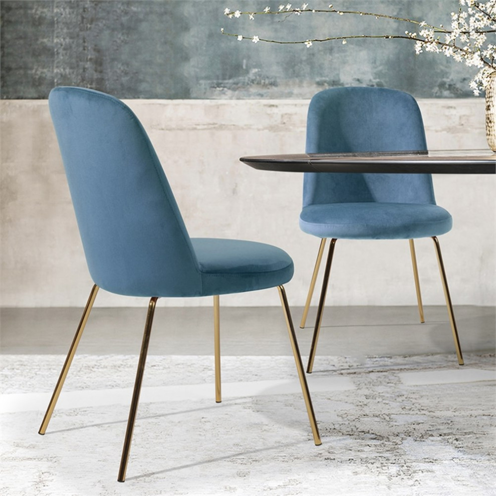 Homycasa Velvet Side Chair Set of 2   Midcentury   Dining Chairs   by Homesquare  Houzz