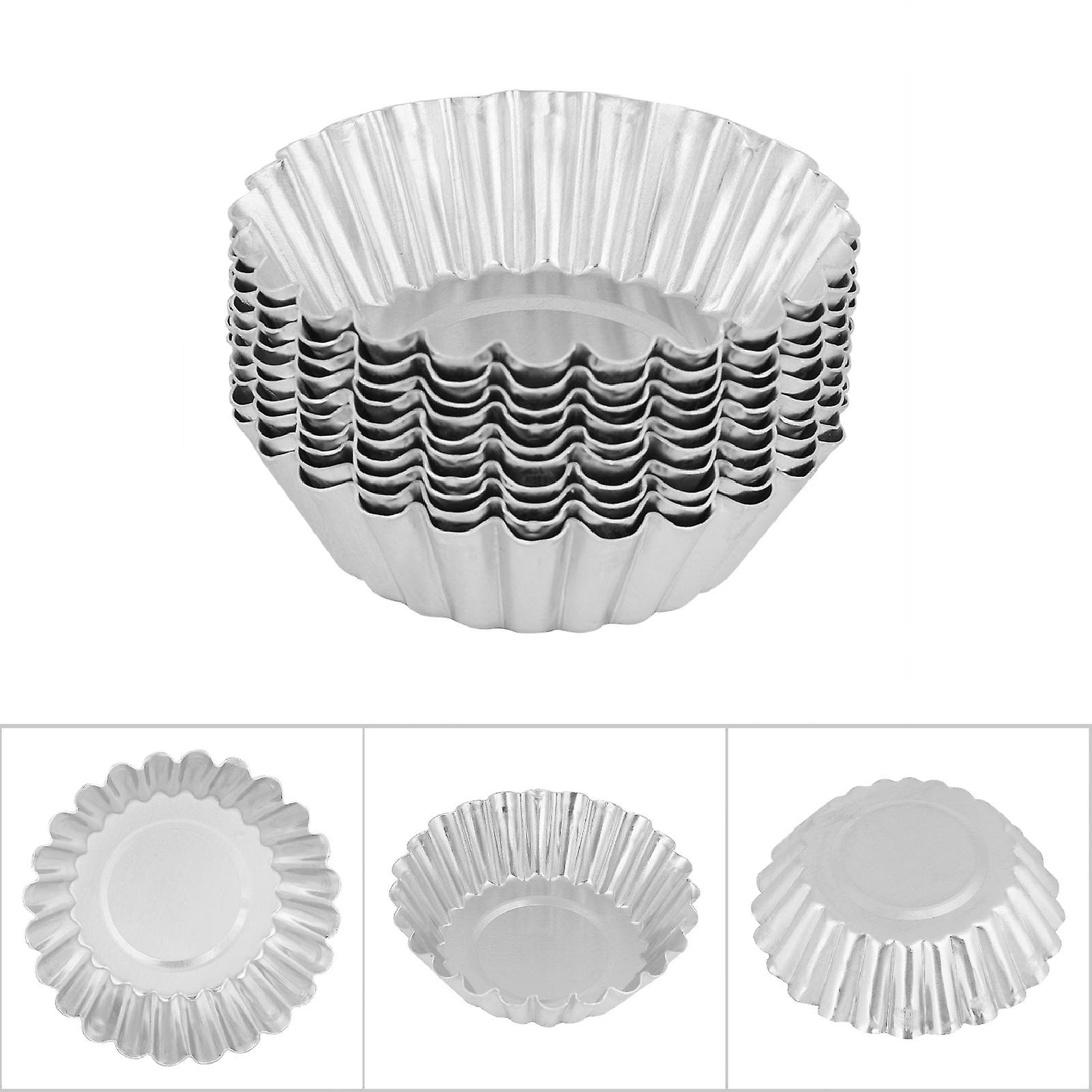 10Pcs Aluminum Alloy Egg Tart Mold Baking Tools 70mm Bakeware Mould Kitchen Pastry Tools