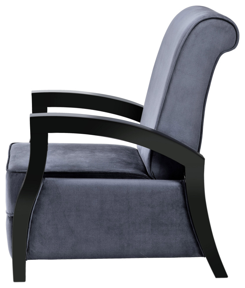 Artiva USA Java Black Premium Gray Microvelvet Recliner  Gray   Transitional   Recliner Chairs   by Artiva  Houzz