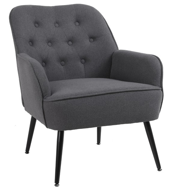 Modern Linen Upholstered Armchair With Metal Legs Modernluxe