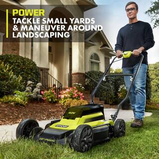 RYOBI 40-Volt 18 in. 2-in-1 Cordless Battery Walk Behind Push Lawn Mower with 6.0 Ah Battery and Charger RY401101