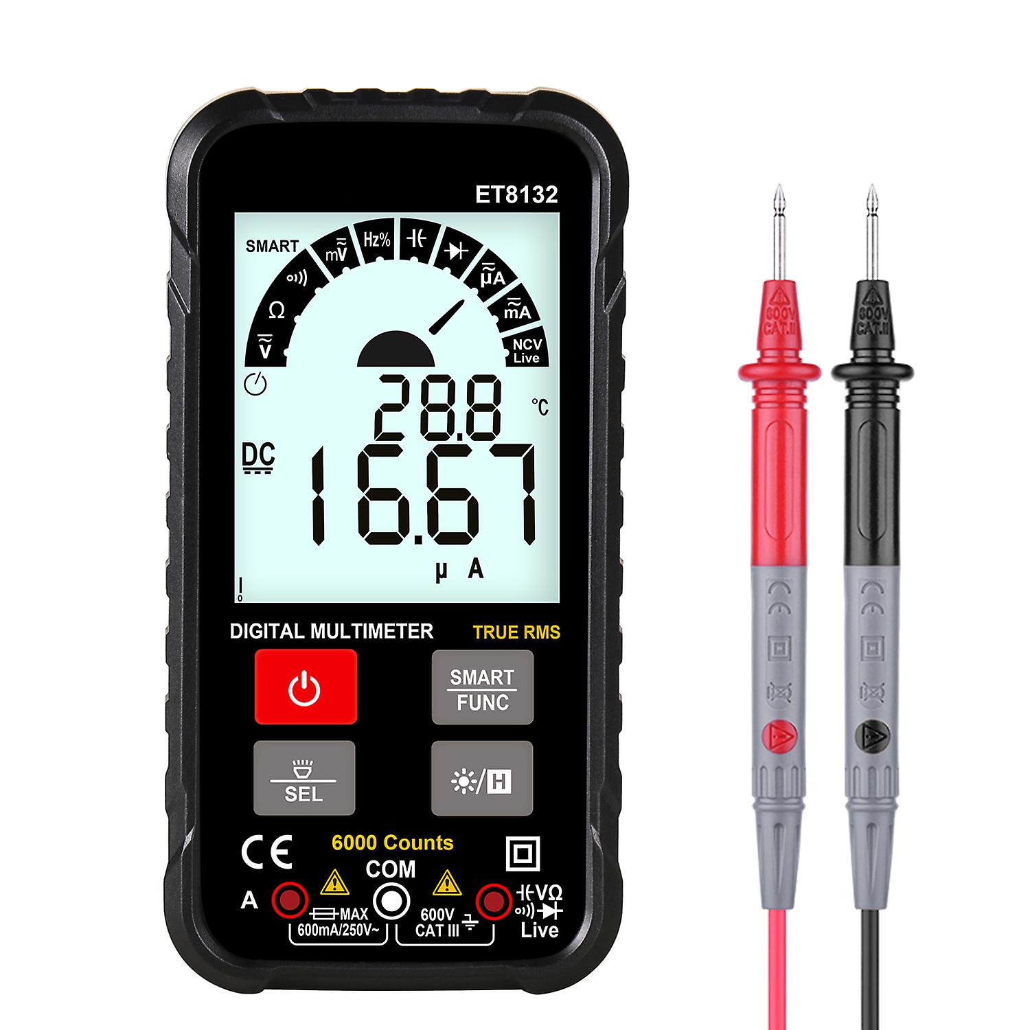 Tooltop Et8132 2.88 Inch Display Screen Handheld High Accuracy Digital Multimeter Ac Dc Voltage Current Resistance Frequency Capacitance Meter Automat