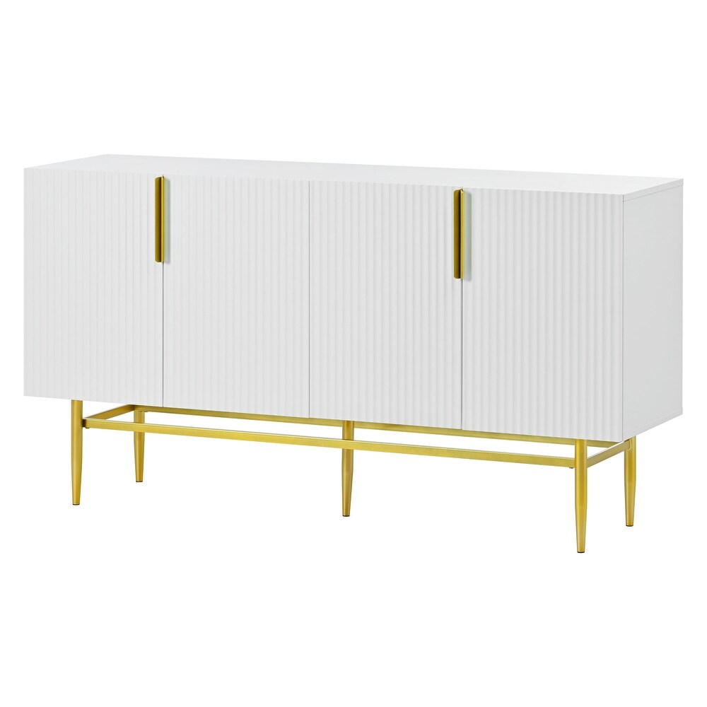 4 door Sideboard Gold Metal Handle Buffet Cabinet for Dining Room