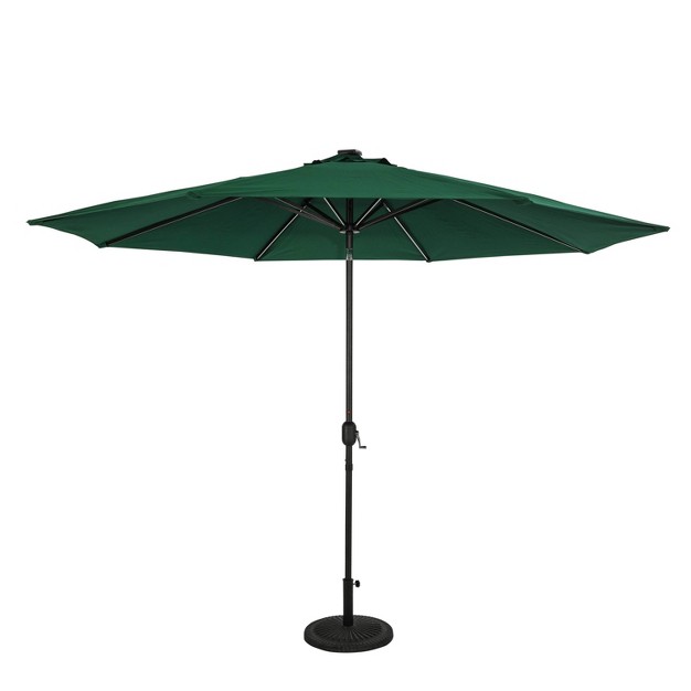 11 x27 X 11 x27 Calypso Ii Market Patio Umbrella With Solar Led Strip Lights Hunter Green Island Umbrella