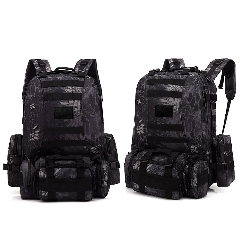 Large Capacity 55L Outdoor Camping Hiking Tactical Bag Waterproof Detachable Combination Outdoor Tactical Backpack