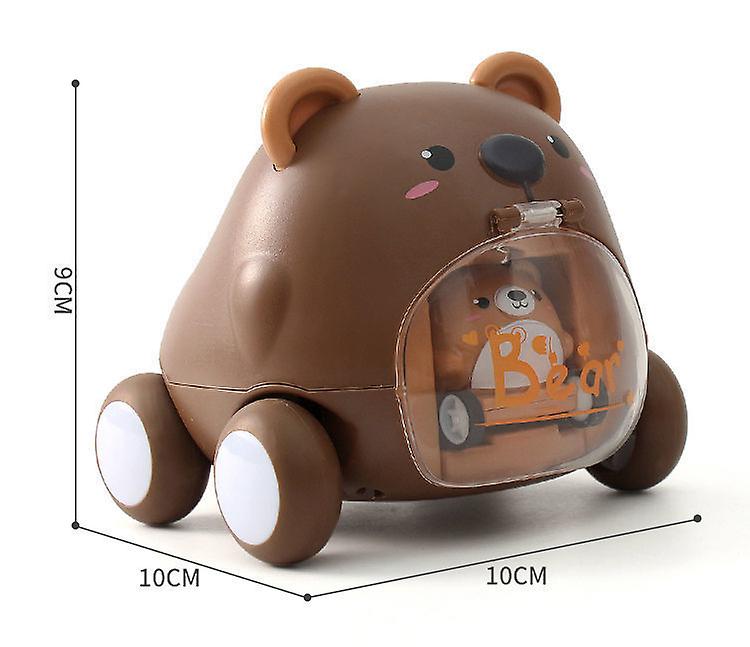 Press Car Cartoon Cute Bear Catapult Car Puzzle Pressing Toy