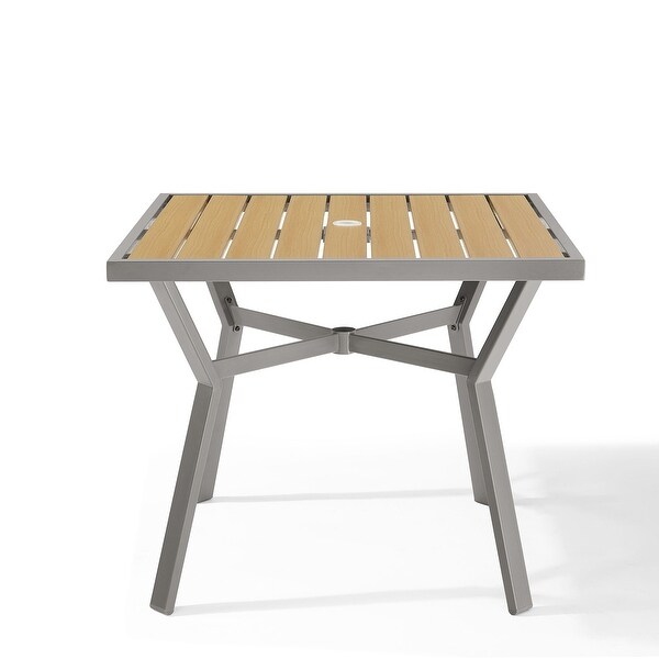 Dining Table，Patio Table，with Umbrella Hole Grey，Beige