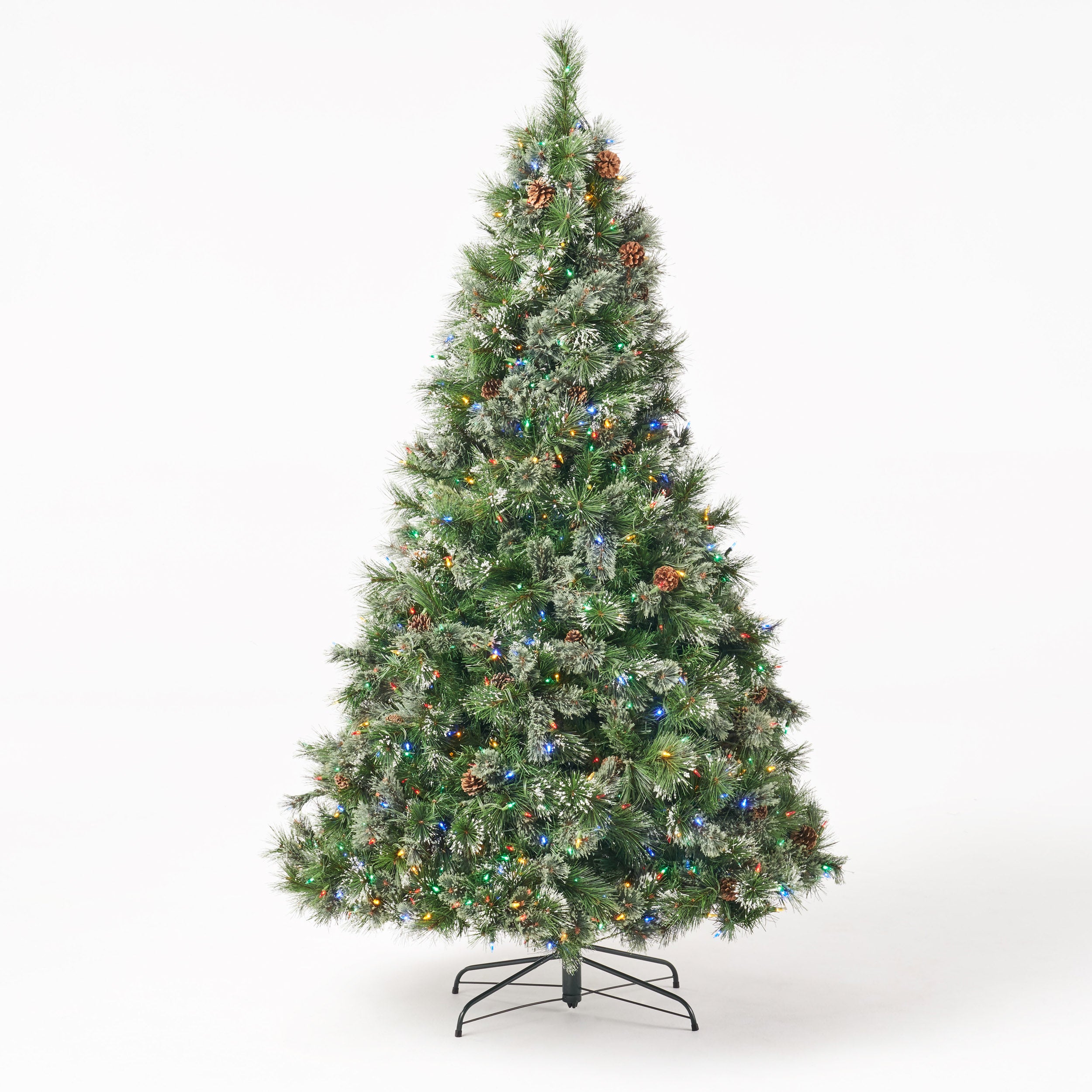 7-foot Cashmere Pine Pre-Lit Artificial Christmas Tree with Snowy Branches and Pinecones