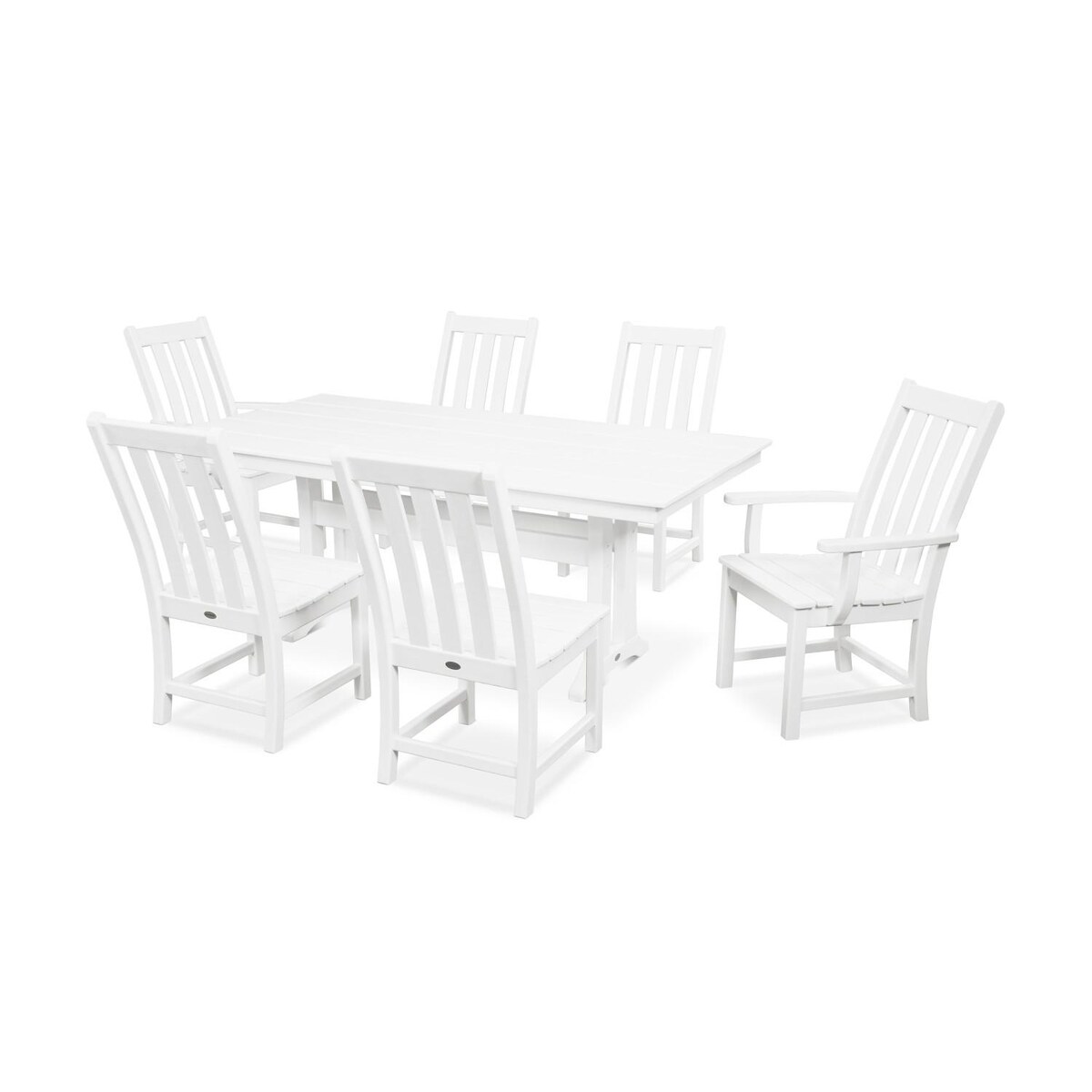 POLYWOOD Vineyard 7-Piece Farmhouse Trestle Dining Set