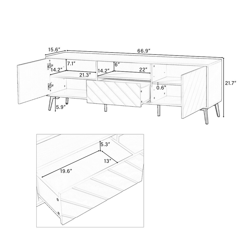 White Modern TV Stand Living Room Media Cabinets for TV Up to 70\