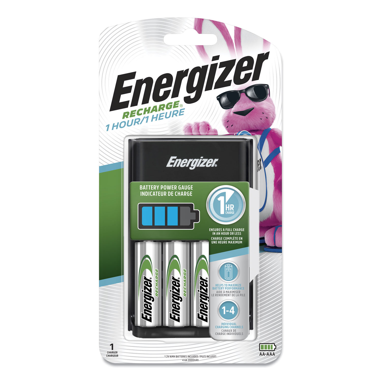 Recharge 1 Hour Charger by Energizerandreg; EVECH1HRWB4