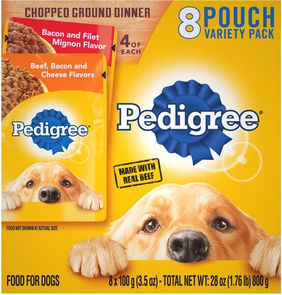 Pedigree Chopped Ground Dinner Variety Pack Featuring Bacon Wet Dog Food