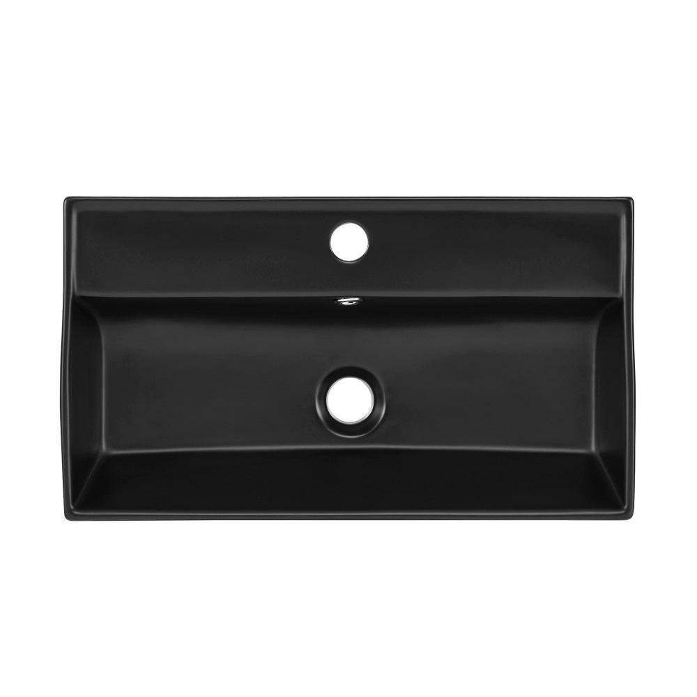 Swiss Madison Claire 22 in. Ceramic Rectangle Wall-Mount Vessel Bathroom Sink in Matte Black SM-WS318MB