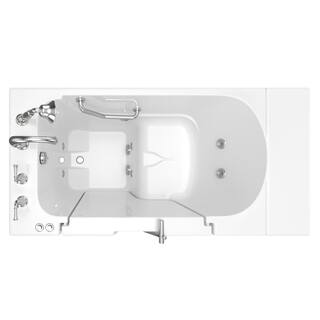 American Standard Gelcoat Value Series 52 in. Left Hand Walk-In Whirlpool Bathtub with Outward Opening Door in White 3052OD.709.WLW-PC