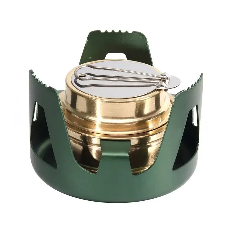 Mini Alcohol Stove for Backpacking  Lightweight Brass Spirit Burner with Aluminium Stand for Camping Hiking