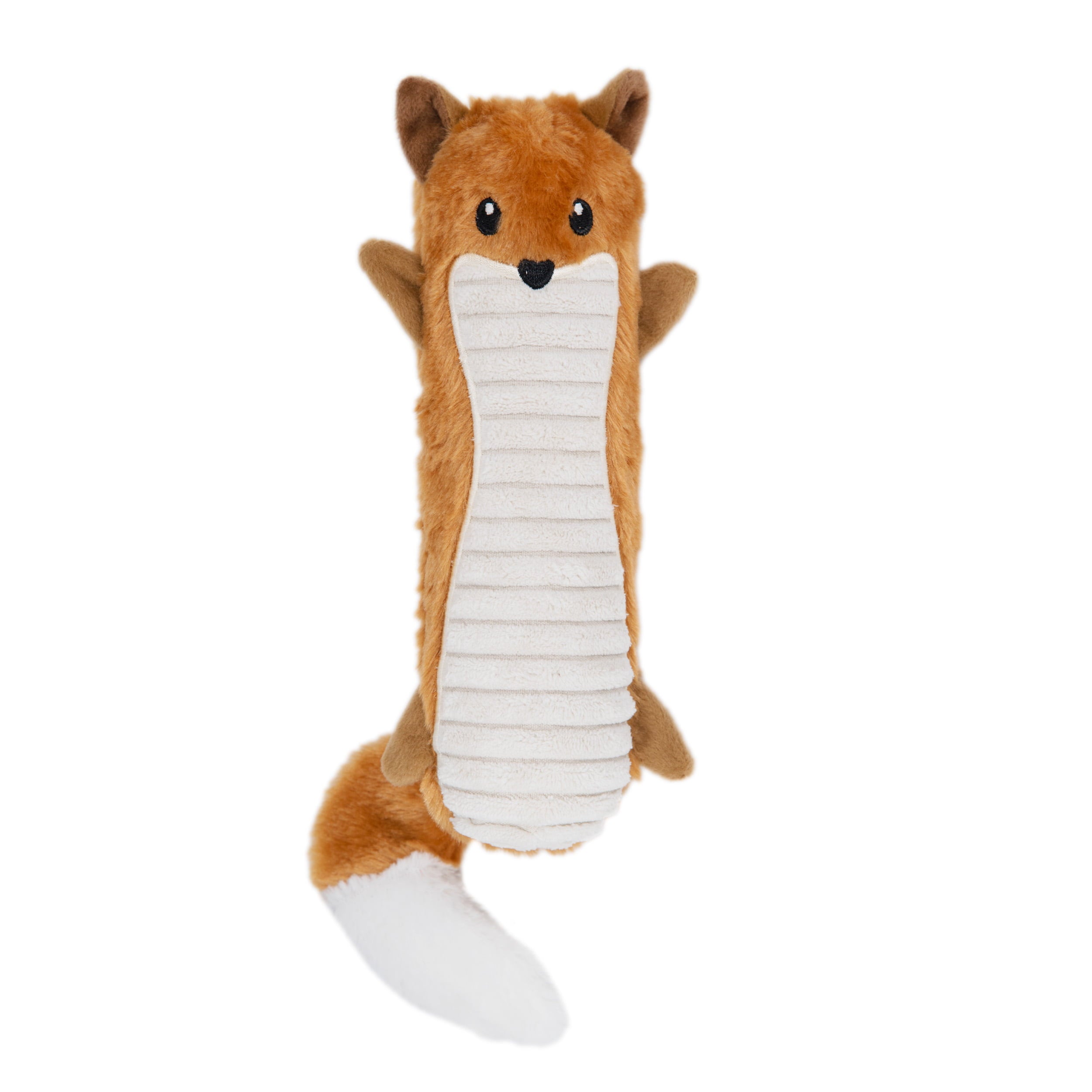 Petstages Stuffing-Free Big Squeak Fox Plush Dog Toy， Medium