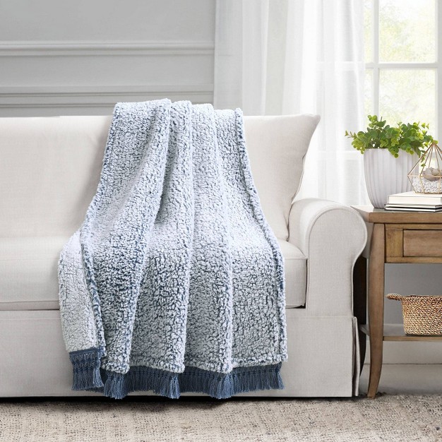 Faux Shearling Tassel Fringe Throw Blanket Lush D cor