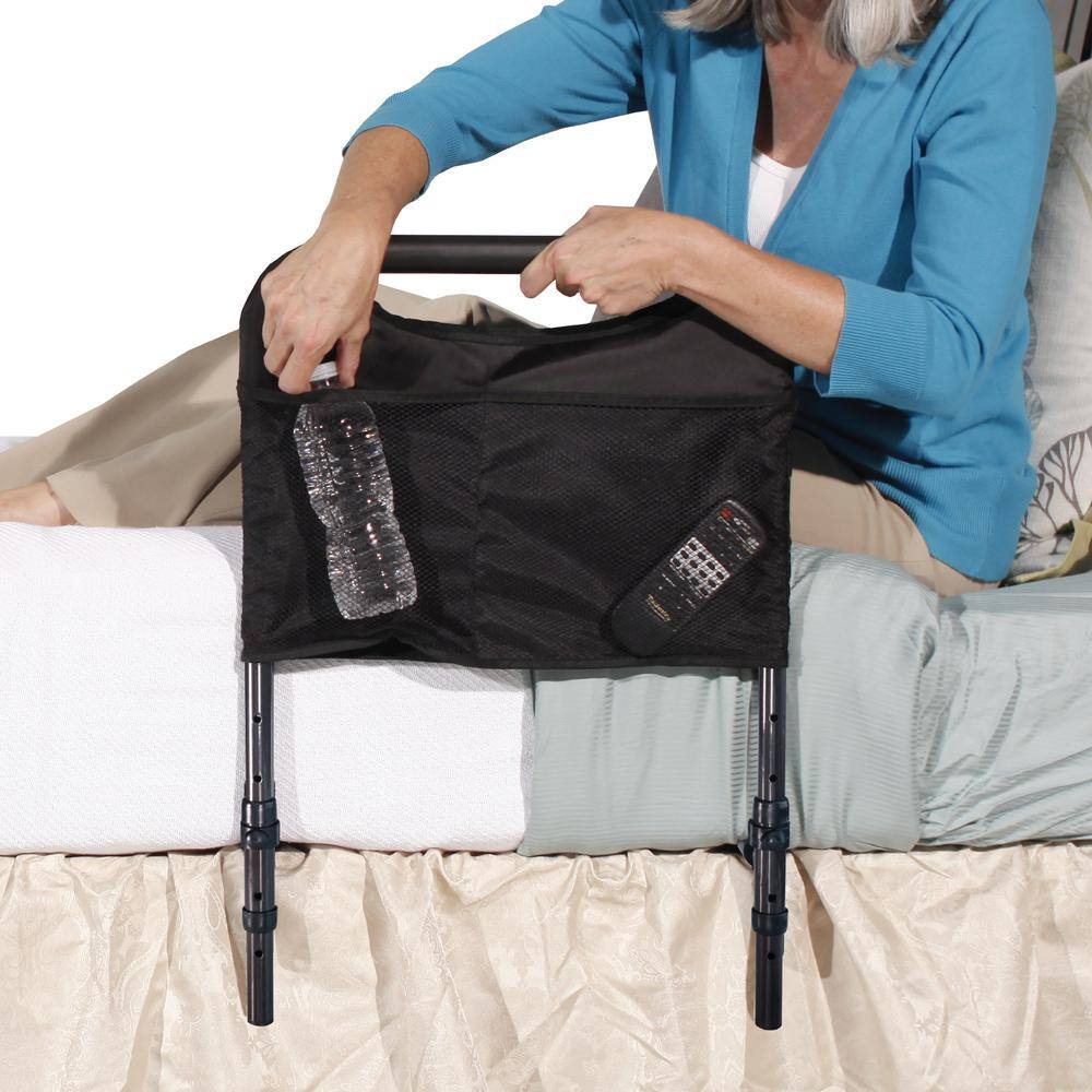 Able Life 17 in. Bedside Safety Handle Bed Rail Assist with Padded Handle and Pouch in Brown 8400