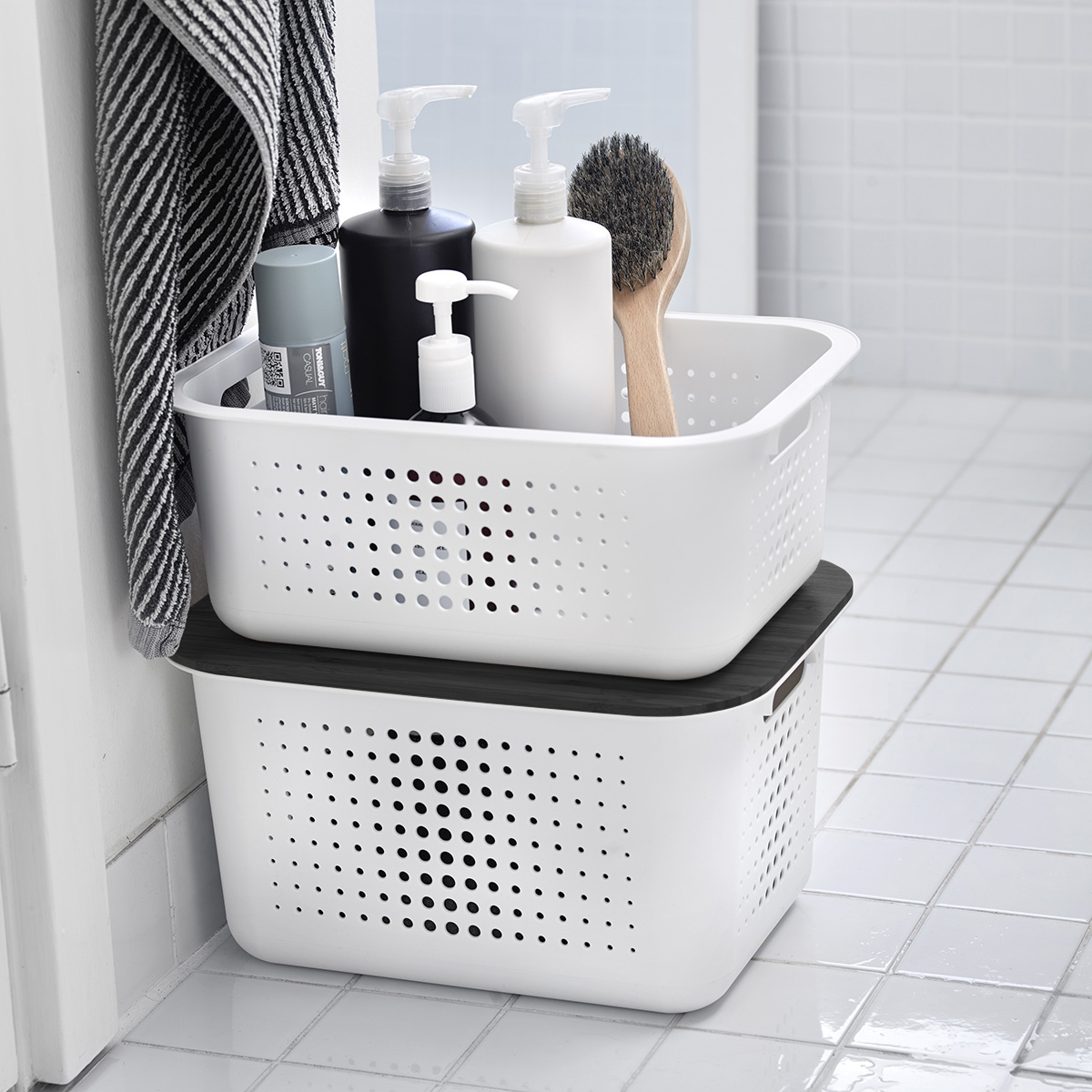 White Nordic Storage Baskets with Handles