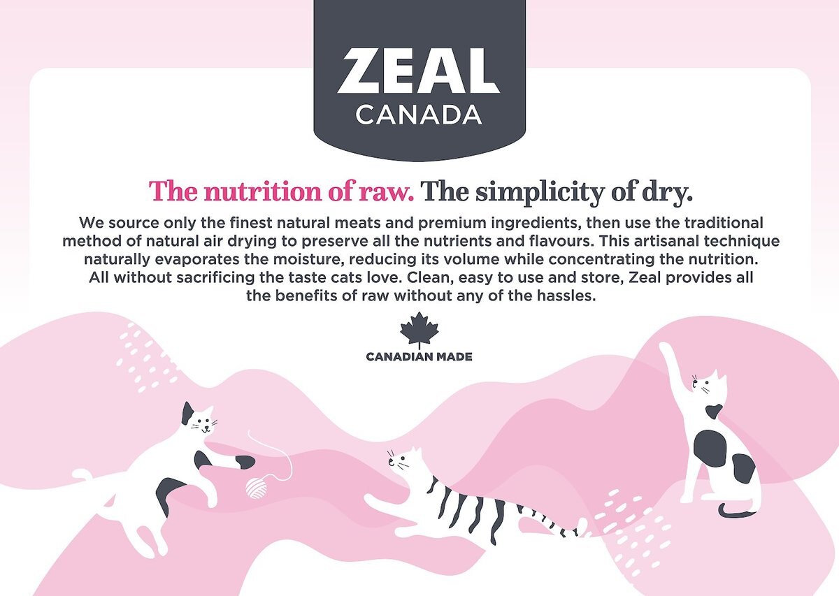 Zeal Canada Salmon and Turkey Recipe Grain-Free Gently Air-Dried Cat Food， 14-oz bag