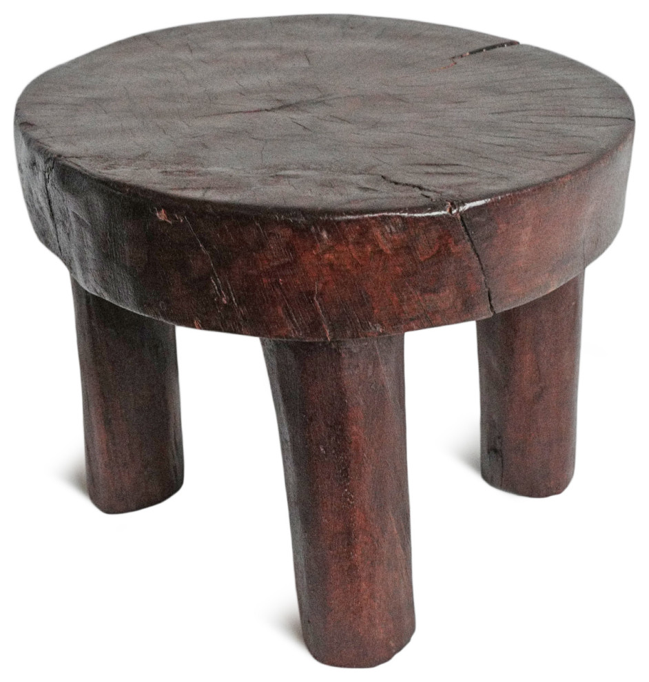 Consigned Ivory Coast Wood Stool 5   Rustic   Accent And Garden Stools   by Design Mix Furniture  Houzz